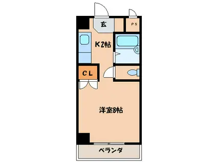 グリーンヒルズKATOH(1K/6階)の間取り写真