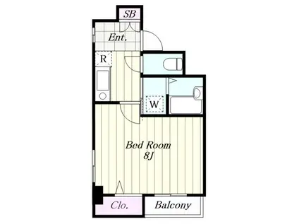 プレールドゥーク用賀(1K/6階)の間取り写真