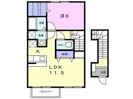 プリムローズ(1LDK/2階)の間取り写真