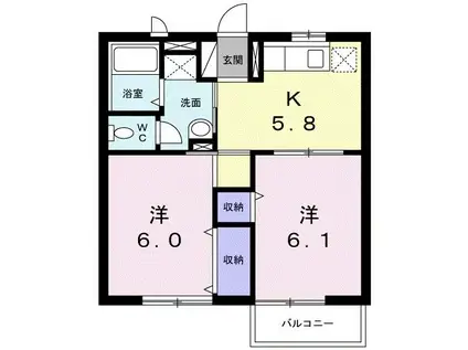 サクラハイツ(2K/1階)の間取り写真