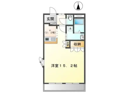 ブリーズドゥメールP(ワンルーム/2階)の間取り写真