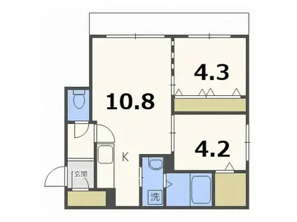 プレジール琴似(2LDK/4階)の間取り写真