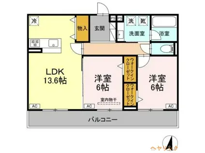 プルミエラルーム(2LDK/3階)の間取り写真