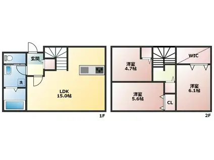 LAND COURT 小松寺 A(3LDK/1階)の間取り写真