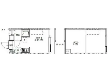 グランピエール平井(ワンルーム/1階)の間取り写真