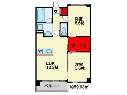 GRAN STELLA NAGAO(2LDK/13階)の間取り写真