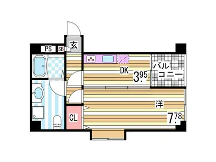 OPEN SESAME元町通(1DK/7階)の間取り写真