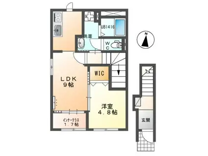 マ・グランX(1LDK/2階)の間取り写真