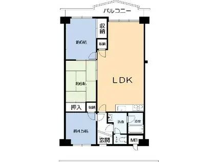 公社千里桃山台団地 A‐1棟(3LDK/12階)の間取り写真