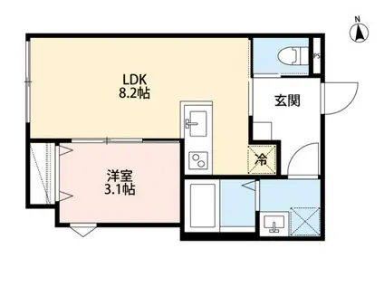RH-SENJUアールエイチセンジュ(1LDK/2階)の間取り写真