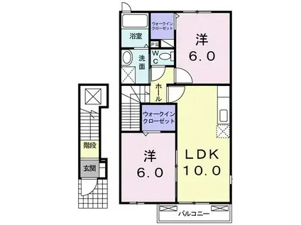 グランフィールド甘木A棟(2LDK/2階)の間取り写真