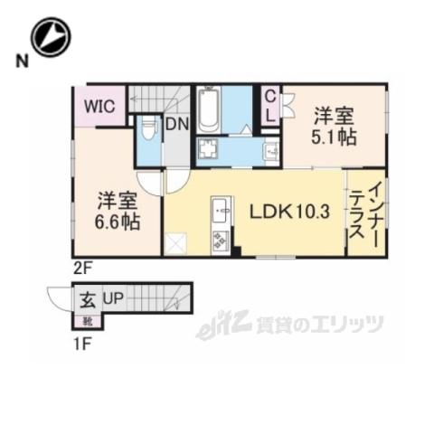 ローザ フェリーチェ(2LDK/2階)の間取り写真