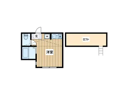 ユナイト浜町ランバートンの杜(ワンルーム/1階)の間取り写真