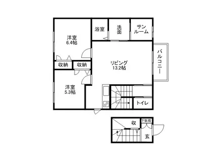 シエル・ブルー(2LDK/2階)の間取り写真