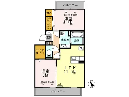 セゾン・クレールII棟(2LDK/3階)の間取り写真