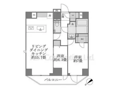 ルネサンス赤坂プレミアコート(2LDK/6階)の間取り写真