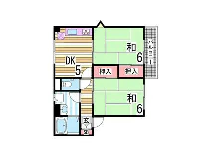 フラワーヒルズ(2DK/1階)の間取り写真