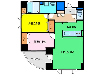 LA PORTE福島(2LDK/7階)の間取り写真