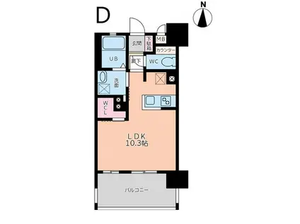 フロンティアききつII(ワンルーム/4階)の間取り写真