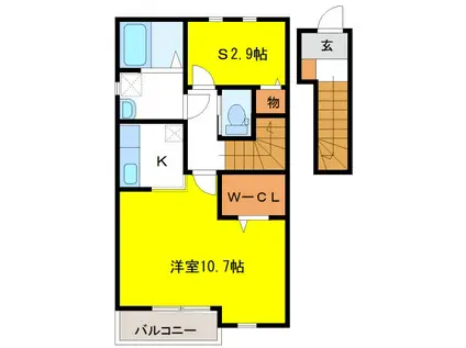 ラ・メゾン モリオカ(1LDK/2階)の間取り写真