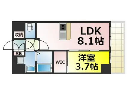 レオンコンフォート難波クレア(1LDK/13階)の間取り写真