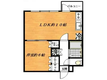 メゾン川本(1LDK/1階)の間取り写真