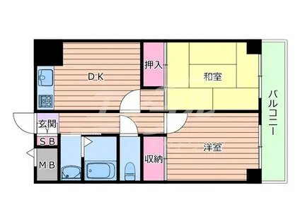 フローライト豊里I(2DK/2階)の間取り写真