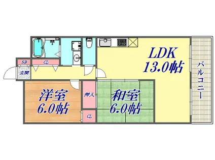 ロイヤル塚口(2LDK/8階)の間取り写真