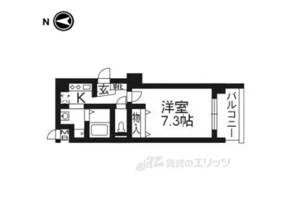 ラナップスクエア京都鴨川(1K/3階)の間取り写真