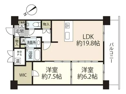 グランアークテラス(2LDK/7階)の間取り写真