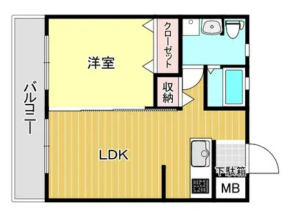 エスコート西片江(1LDK/2階)の間取り写真