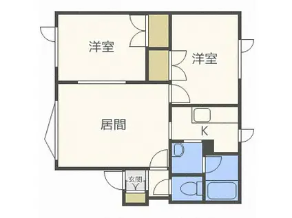 プレトリアA(2LDK/2階)の間取り写真