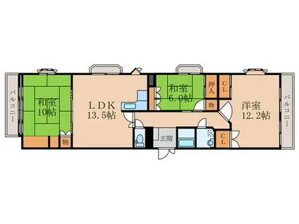 レジデンス鋲賀(3LDK/2階)の間取り写真