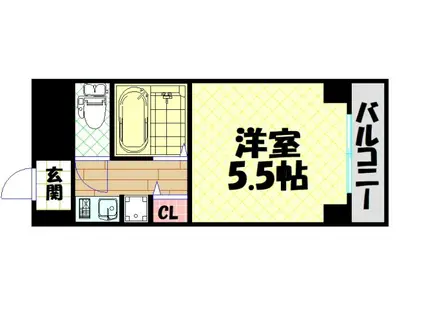 ルーブルCTJR難波(1K/5階)の間取り写真