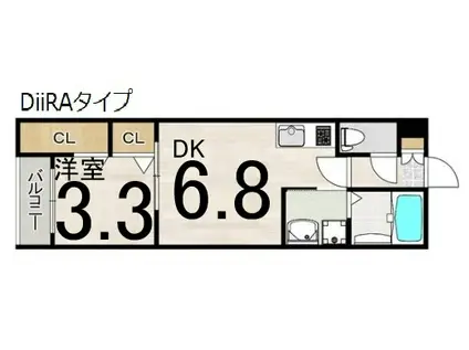 メゾンルミナ(1DK/3階)の間取り写真