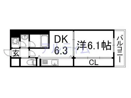 グランエターナ京都(1DK/2階)の間取り写真