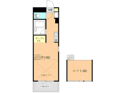 マナーハウス十禅寺(ワンルーム/4階)の間取り写真