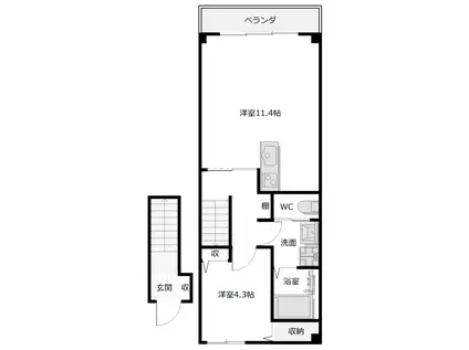 ピース・スクエア羽ノ浦A(1LDK/2階)の間取り写真