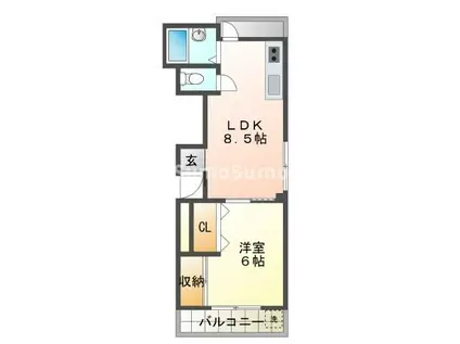 ココロ戎町(1DK/2階)の間取り写真