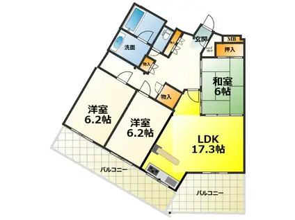 ファーストアヴェニューIIリバーガーデン泉ヶ丘(3LDK/12階)の間取り写真