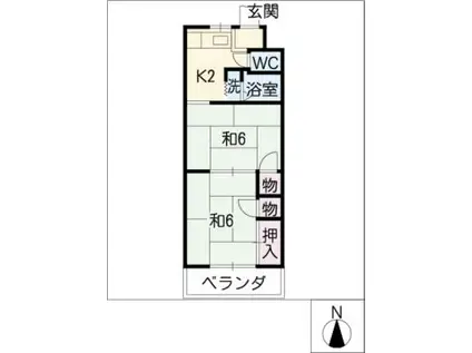 コーポ竪切(2K/3階)の間取り写真