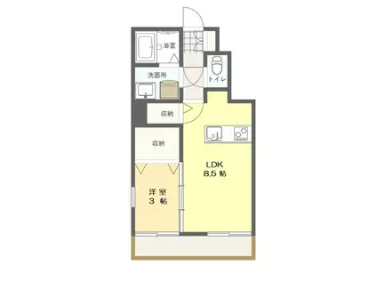 エルフォート パトリア(1LDK/1階)の間取り写真