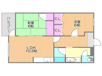 ガレリア21 II棟(1LDK/3階)の間取り写真