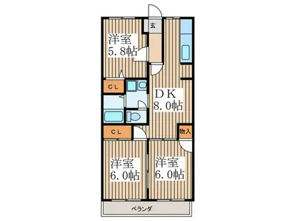 ウィズ壱番館(3DK/5階)の間取り写真