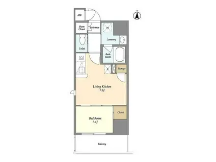 アクシーズタワー川口VIII(1DK/7階)の間取り写真