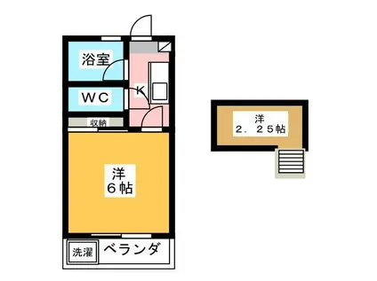シーダーハウス(1K/2階)の間取り写真
