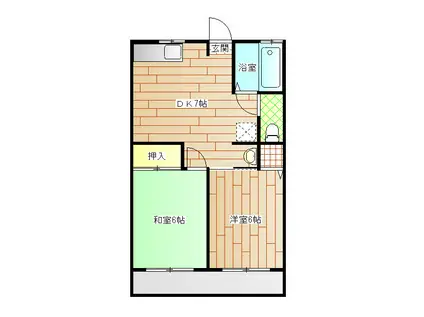 シティハイム相模リバー(2DK/2階)の間取り写真