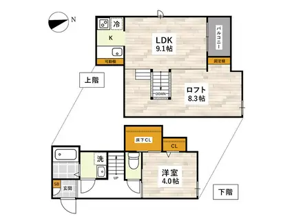 ADC島崎ネリア(1LDK/1階)の間取り写真