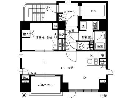 BIANCO四谷(1LDK/5階)の間取り写真