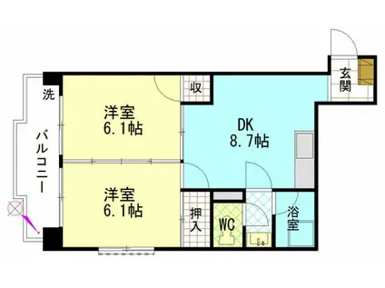第2柴田ビル(2DK/4階)の間取り写真